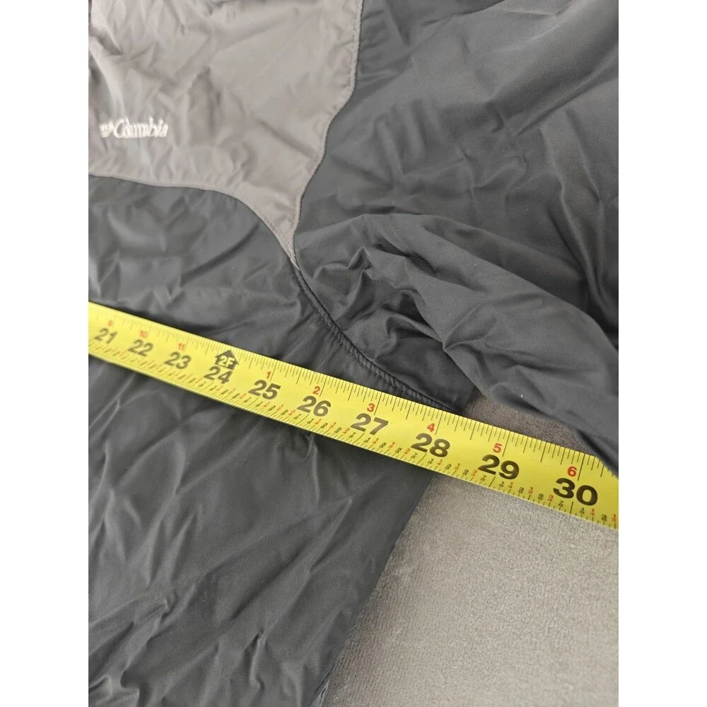 Columbia Mens 2XT Tall Packable Rain Jacket Gray Black Hooded Full Zip Nylon